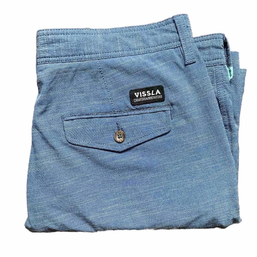 Vissla Mens Size 33 Blue Swim Surf Hybrid Board Shorts Upcycled Poly Cotton